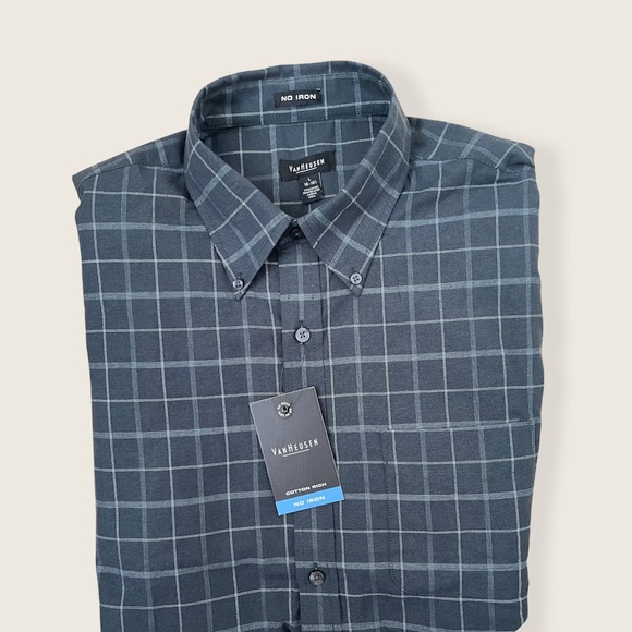 VAN H | Plaid Wrinkle Free Button Down Dress Shirt - Picture 3 of 11